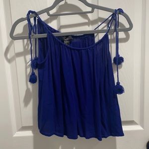 Blue Pom Pom Blouse